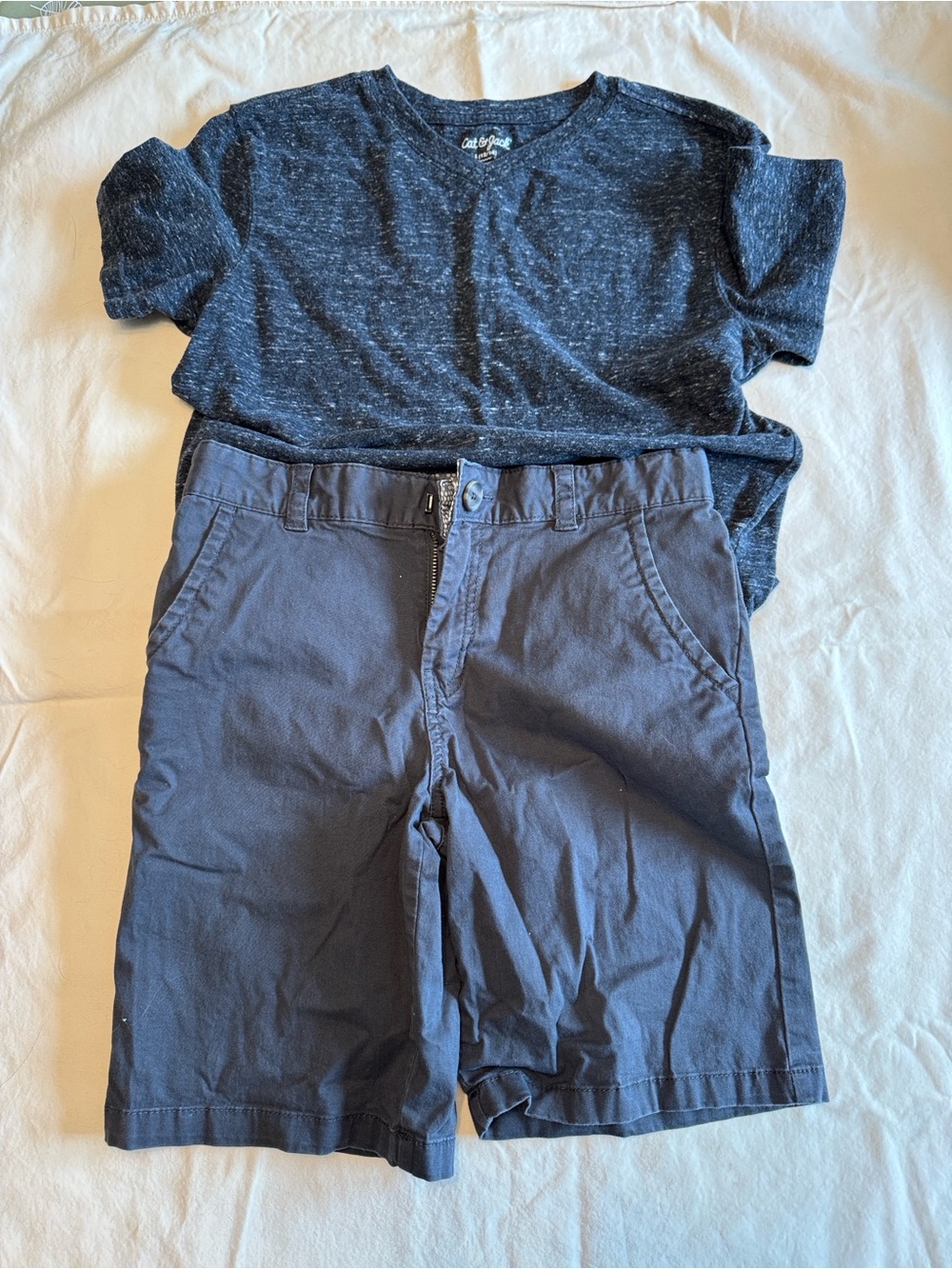 Boys Cat & Jack Size L(12-14) Cotton Shirt and Size 12 Cotton Shorts - Dk Grey